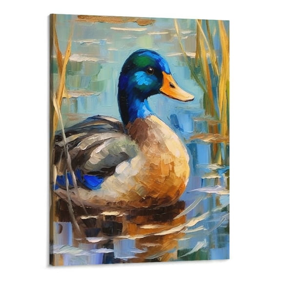 Shiartex  Mallard Duck Poster Canvas Wall Art Picture Print Hanging Photo Gift Idea Living Room Home Mural Decoration (16x20 Inch)