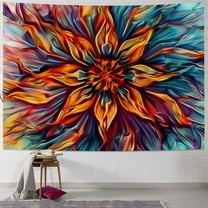Shiartex Mandala Floral Tapestry Boho Multicolor Flower Psychedelic Wall Hanging Tapestry for Bedroom Blue Orange Tarot Aesthetic witchy Tapestry for Home Dorm Decor Hippie Tapestry Painting