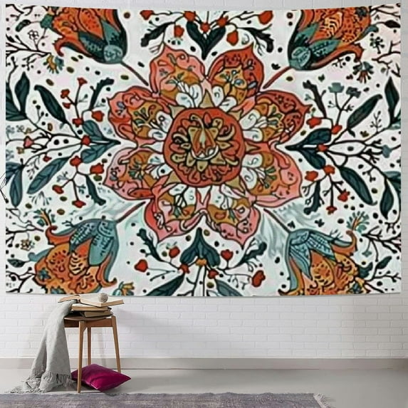 Shiartex Mandala Tapestry Wall Hanging Flower Psychedelic Tapestry Wall Hanging Decor for Living Room Bedroom Bohemian Plant Print 50x40inch