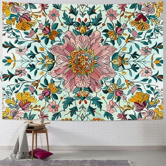 Shiartex  Mandala Tapestry Wall Hanging Flower Psychedelic Tapestry Wall Hanging Decor for Living Room Bedroom Bohemian Plant Print Painting