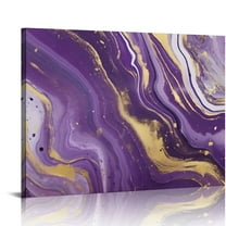 Shiartex Marble Purple Gold Canvas Wall Art Print Home Decor Living Room Bedroom Office Wall Decor Framed Ready to Hang Inspirational Artwork Gift Idea 20x16in