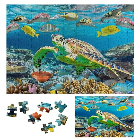 Shiartex Marine Life Jigsaw Puzzles for Adults - Premium Wooden Puzzle Crush Gift for Family Friends 300 PCS