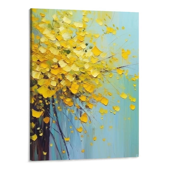 Shiartex Modern Flower Tree Canvas Painting Ready to Hang Wall Decor Pictures for Living Room Stretched and Framed -16x20 Inch