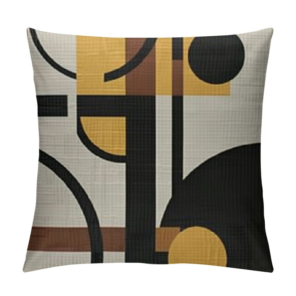 Shiartex Modern Geometric Throw Pillow Covers Brown Black Stripes