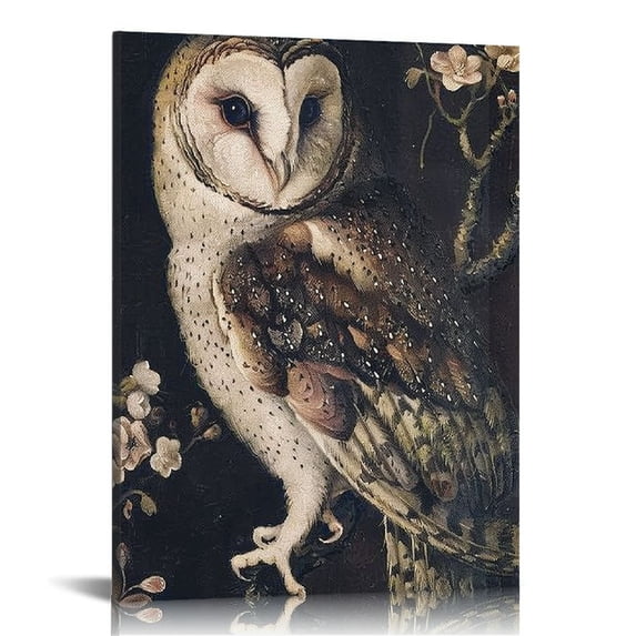 Shiartex Moody Dark Colors Owl Posters Owl On Tree At Night Canvas Wall Art Retro Cute It'S The Dead Of Night Wild Animal Prints Painting Minimalist Eclectic Aesthetic Wall Decor