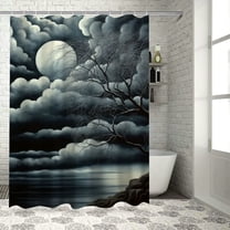 Shiartex Moon Clouds Gothic Modern Waterproof Shower Curtain with Hooks, Country Cottage & Farmhouse Bathroom Decor, Sustainable Polyester Fiber Chic Home Bathtubs Bathroom Curtain Decoration 36x72