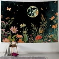 thumbnail image 1 of Shiartex  Moon Flower Tapestry Moonlit Floral Plant Tapestries for Bedroom Aesthetic Botanical Tapestrys Wildflower Watercolor Nature Tapastry's Wall Hanging Living Room Decor (Green) 40x30inch, 1 of 6