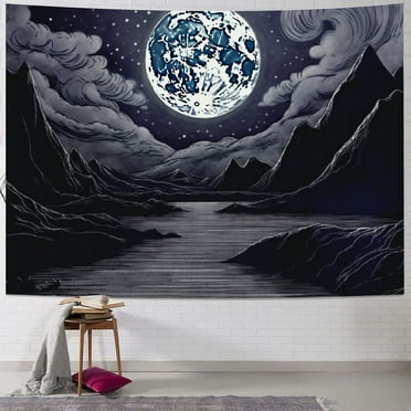 Shiartex  Moon and Star Tapestry Clouds Tapestries Tapestry Psychedelic Mountain Tapestry for Room 40x30inch