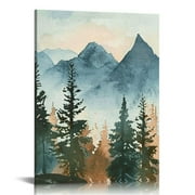 Shiartex  Mountain Framed Canvas Wall Art Set, Forest Wall Decor, Woodland Landscape Wall Painting, Nature Outdoor Scenery Art Prints for Living Room, Bedroom, Office, Dining Room 12x16 in