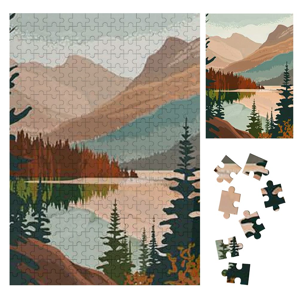 Shiartex Mountains Trees Lake Wooden Jigsaw Puzzle for Family and ...