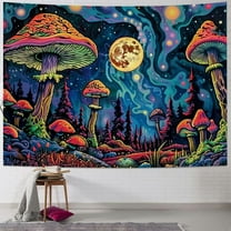 Shiartex Mushroom Tapestry Moon Stars Colorful Plant Tapestry for Bedroom Aesthetic Fantasy Forest Tapestries Boho Tapestry wall Hanging for Bedroom Living Room Dorm Decor (Multi Size) Painting