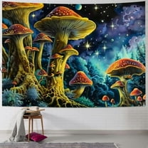 Shiartex Mushroom Tapestry Trippy Tapestry for Bedroom Aesthetic Tapestries Poster Trippy Wall Hanging Decor for Living Room Psychedelic Blue Purple Colorful Tapestry Painting