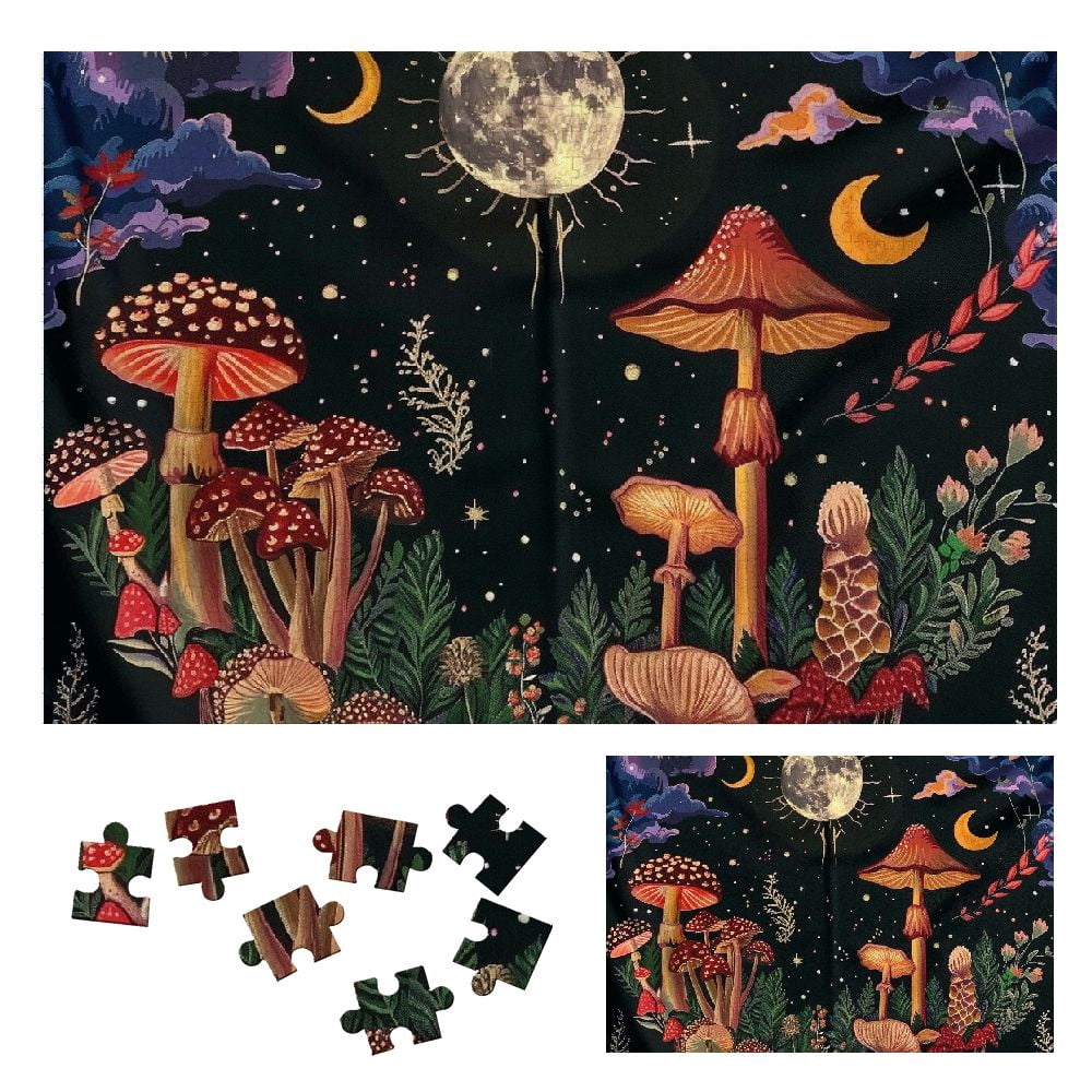 Shiartex Mushrooms Moon Psychedelic Art Wooden Jigsaw Puzzle for Adults ...