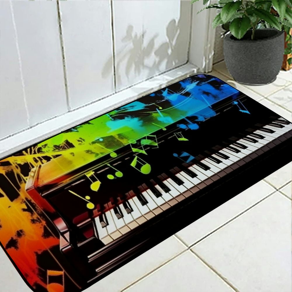 Shiartex Music Notes Kitchen Square Floor Mat Indoor Outdoor Felt for ...