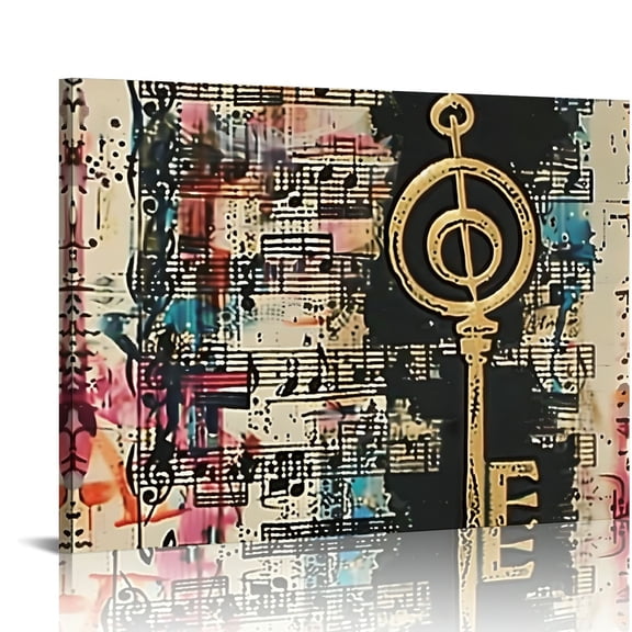 Shiartex Music Notes Musical Symbols Key Canvas Wall Art Print Modern Home Decor Living Room Bedroom Office Wall Decor 20x16in