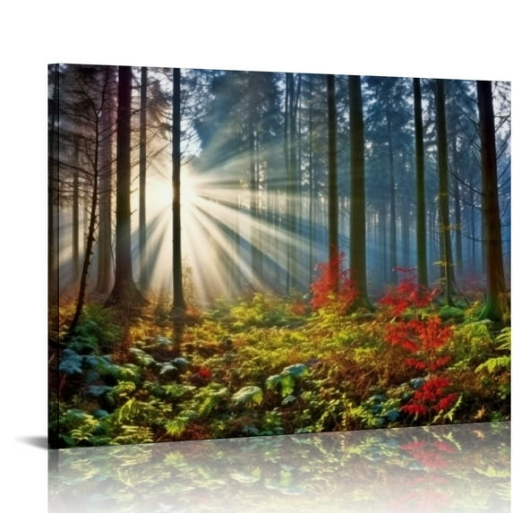 Shiartex Nature Landscape Sunrise Tree Canvas Wall Art -Wall Decoration for Living Room Forest Picture Artwork Painting Prints of Trees for Bedroom and Home Décor 20x16 in/16x12 in