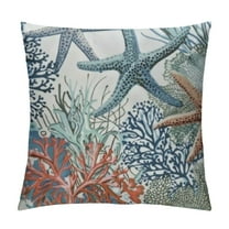 Shiartex Nautical Coastal Beach Pillow Covers, Ocean Themed Seashell Coral Starfish Throw Pillow Covers Outdoor Decorative Pillow Case for Couch Bed Sofa Cushion Home Decor White
