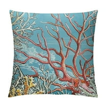 Shiartex Nautical Coastal Coral Throw Pillow Covers Teal Beach Starfish Pillow Covers Farmhouse Ocean Seashell Outdoor Pillowcases Cushion Covers for Couch Sofa Bed Decor  White