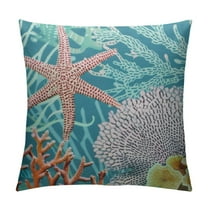 Shiartex Nautical Coastal Pillow Covers  Teal Beach Theme Ocean Seashell Coral Starfish Throw Pillow Covers Summer Outdoor Pillow Cases Cushion Covers for Couch Bed Sofa Decor White