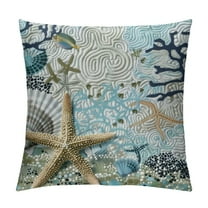Shiartex  Nautical Coastal Throw Pillow Covers Beach Ocean Themed Seashell Starfish Pillow Cases for Couch Bed Sofa Outdoor Decoration Pillow Cases White