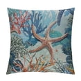 thumbnail image 1 of Shiartex  Nautical Coastal Throw Pillow Covers Beach Themed Ocean Seashell Coral Starfish Couch Decorative Pillow Cases Outdoor Sofa Cushion Cover for Bedroom Living Room, Blue White, 1 of 5