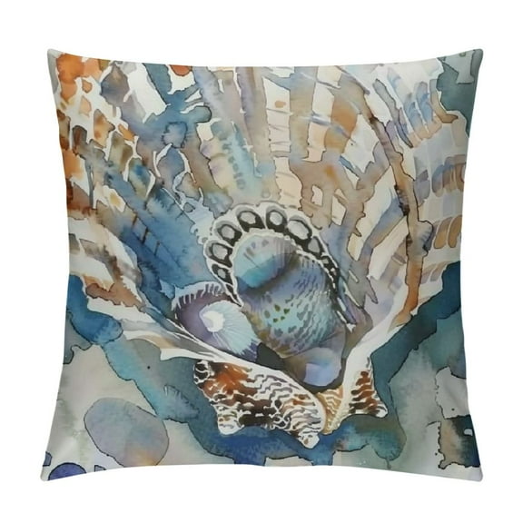 Shiartex  Nautical Coastal Throw Pillow Covers Ocean Themed Beach Seashell Coral Starfish Pillows Case Soft Cushion Covers for Outdoor Sofa Home Decor White