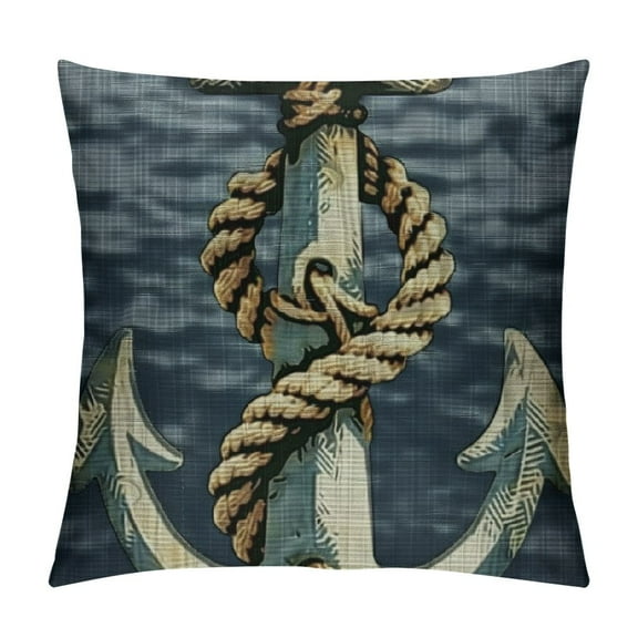 Shiartex Nautical Rudder Anchor Throw Pillow Covers Denim Texture Navy Blue Decorative Pillows Case Outdoor Cushion Covers for Couch Sofa Bed Home Decor,Multi-Size White