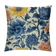 thumbnail image 1 of Shiartex Navy Blue Yellow Floral Pillow Covers Spring Summer Flower Leaves Print Decorative Throw Pillow Cases Outdoor Farmhouse Decoration for Sofa Couch Bed 18x18in, 1 of 5