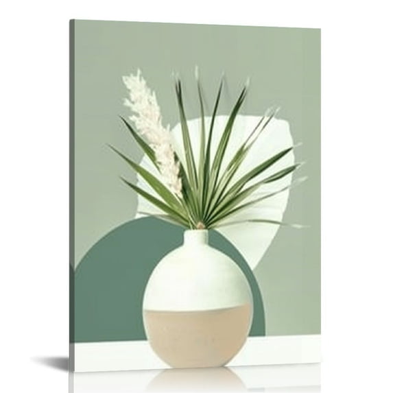 Shiartex Neutral Abstract Boho Canvas Wall Art Beige Sage Green Mid ...
