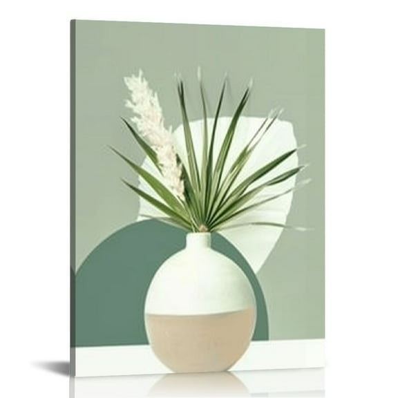 Shiartex Neutral Abstract Boho Canvas Wall Art Beige Sage Green Mid Century Modern Plants Bohemia Pictures Wall Decor Posters Prints for Bedroom Living Room Office Home Decoration 12x16 in