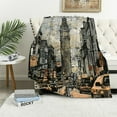 thumbnail image 1 of Shiartex   New York Throw Blanket, Times Square with Traffic Jam and Sketch Adverts Hand Drawn Urban City, Flannel Accent Piece Soft Couch Cover for Adults, Charcoal Grey White, 1 of 6