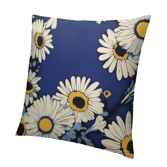 Shiartex  Night Flowers，Printed Soft Decorative Square Throw Pillow Covers Cushion Covers Pillowcases，Couch,Blue and Yellow