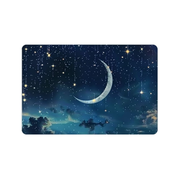 Shiartex Night Sky Stars Crescent Moon Kitchen Floor Mat Dog Doormat Home Entrance Non-Slip Absorbent Welcome Mat 24x16in