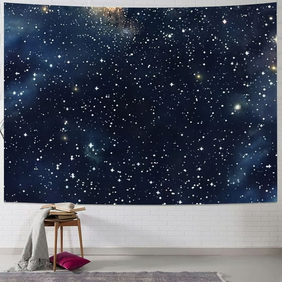 Shiartex Night Sky Stars Tapestry Wall Hanging, Dark Blue Galaxy Universe Space Room Wall Art Tapestries, Starry Sky Cosmic Aesthetic Wall Tapestry for Bedroom Livingroom Office Dorm 50x40inch
