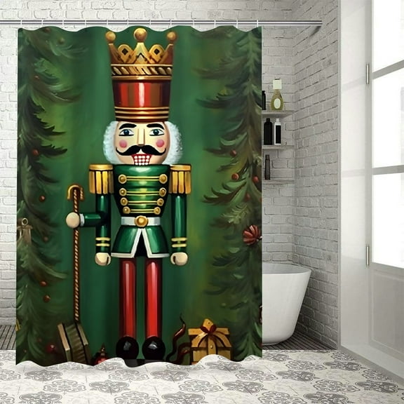 Shiartex Nutcracker Shower Curtain Cloth Fabric Bathroom Decor Set with Hooks Polyester Fiber Christmas Theme Bathroom Decoration Shower Curtain for Bathroom with Hooks 36x72