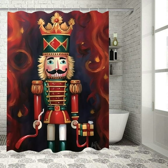 Shiartex Nutcracker Shower Curtain with Hooks, Chic Modern Bathroom Decor Set, 100% Polyester Fabric, Christmas Theme, Various Sizes 60x72