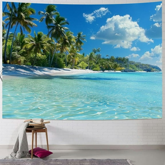 Shiartex Ocean Beach Tapestry Wall Hanging Tropic Paradise Beach Wall Decor Hawaii Tapestries Coconut Tree Tapestry Hippie Bohemian Tapestry Palm Tree Tapestry for Bedroom 60x50inch