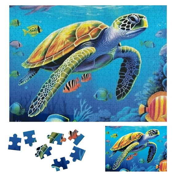 Shiartex Ocean Puzzle, Sea Turtle Puzzles for Adults Fish, Colorful Marine Life Jigsaw Puzzles Beach Scenes 500 PCS