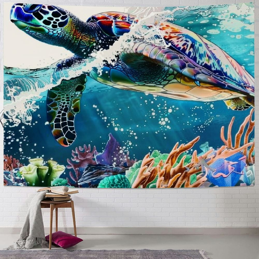 ONETECH Tropical Fish Tapestry Coral Reef and Marine Life Under Blue Deep Sea Wall Hanging Ocean Tapestries for Kids Bedroom Living Room Dorm Party Wall Decor 40x30 inches Walmart