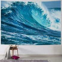 Shiartex Ocean Wall Tapestry, Ocean Huge Wave Aesthetic Bedroom Tapestry Blue Small Tapestires Ocean Tapestry Wall Hanging for Large Living Room Wall Hanging Decor Cover Backdrop 40x30inch