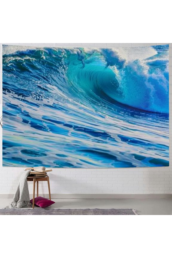 Ocean Wall Tapestry, Ocean Huge Wave Aesthetic Bedroom Tapestry Blue Tapestires Ocean Tapestry Wall Hanging for Large Living Room Wall Hanging Decor Cover Backdrop Wall Blanket 60x50inch