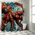 thumbnail image 1 of Shiartex  Octopus Shower Curtain for Bathroom, Cool Ocean Nautical Red Kraken Fabric Shower Curtains Set, Trippy Funny Restroom Decor Accessories 36x72, 1 of 7