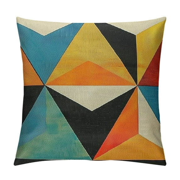 Shiartex Outdoor Throw Pillow Covers 18x18 Colorful Spring Fun Mid Century Modern Home Décor Boho Summer Cushion Cases Patio Furniture Couch Living Room,Geometric Yellow Orange