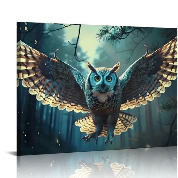 Shiartex Owl Wings Forest Canvas Wall Art Print Home Decor Living Room Bedroom Office Wall Decor 20x16in