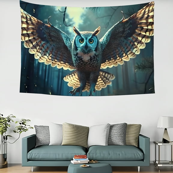 Shiartex Owl Wings Forest Wall Hanging Tapestry, 100% Polyester Decor for Dorm, Decorative Bedroom and Living Room, Wall Decoration 60x40in