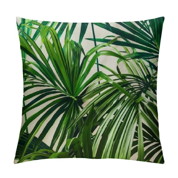 Shiartex Palm Leaf Decorative Throw Pillow Cover Case,Palm Tree Outdoor Pillow Cases Square Cushion Covers for Sofa Couch Bed Green 12x12in