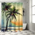 thumbnail image 1 of Shiartex Palm Tree Beach Sunset Printed Shower Curtain 100% Polyester Fiber Bathroom Home Bathtubs Decoration with Hooks 36x72, 1 of 7