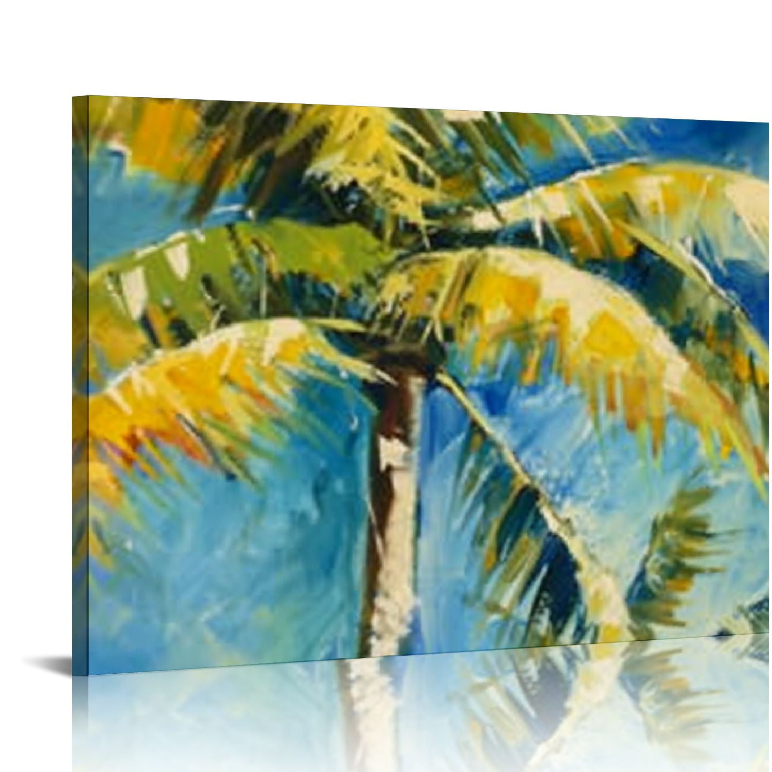 Palm Trees 24x24 acrylic on canvas/built in frame : r/acrylicpainting, image size:1500x1500