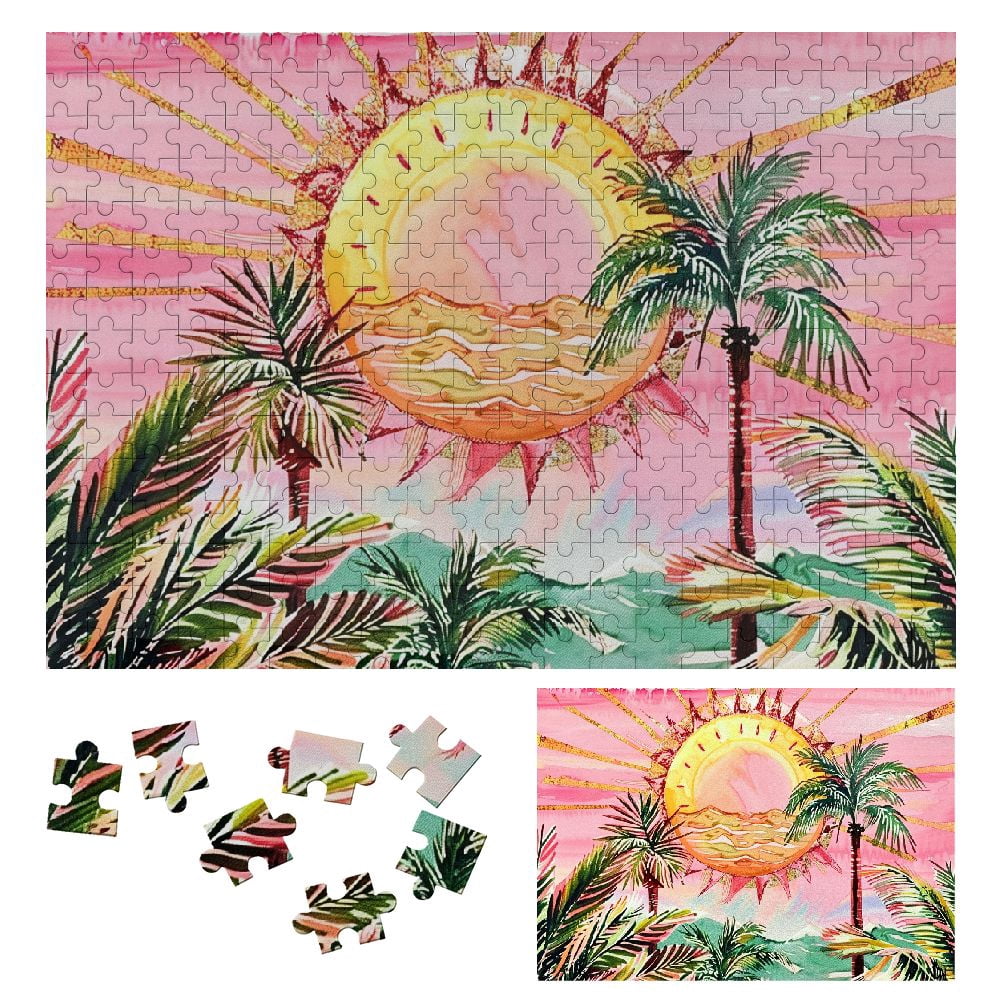 Shiartex Palm Trees Beach Sunset Wooden Jigsaw Puzzle, Challenging Game ...