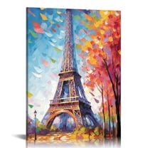 Shiartex Paris Eiffel Tower Wall Art Paris Pictures Wall Decor Paris Eiffel Tower Canvas Painting Print Artwork Modern Home Decorations Framed for Living room Bedroom Office 16x20 in/12x16 in